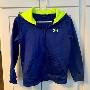 Under Armour Royal Blue/Lime Green Zip up Hoodie Sweatshirt